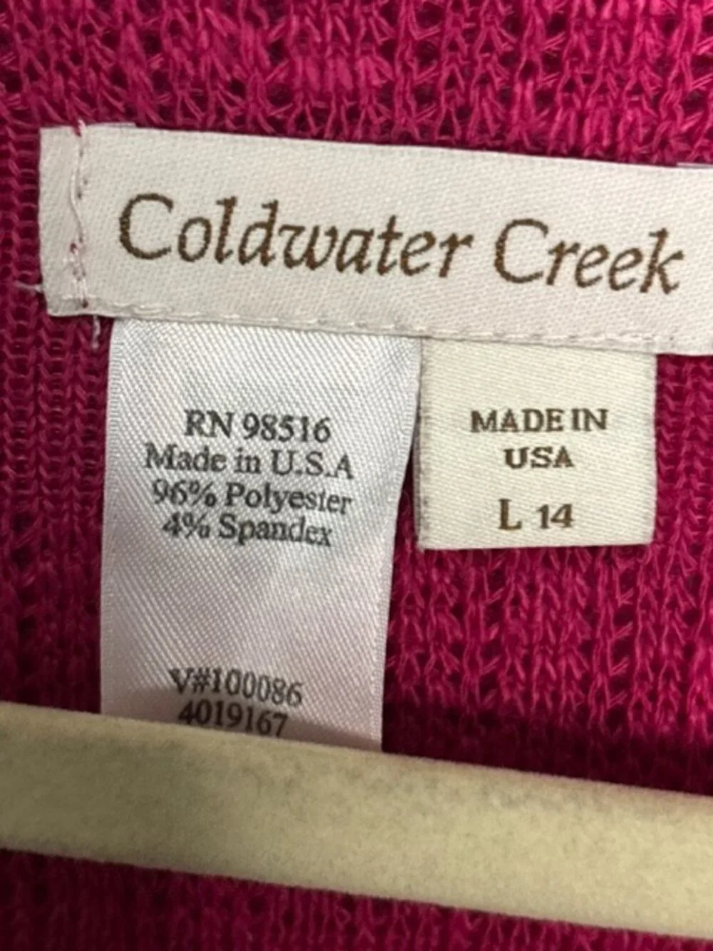 Coldwater Creek Sweater Women's Large Cardigan Knit Open Front Magenta - Picture 3 of 3